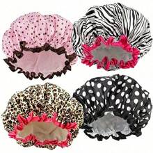 1pc Shower Cap, Women's Reusable Waterproof Elastic Shower Cap, Suitable For Long Hair Home Bathroom Decor Fall Decor Back To School - Multicolor - View 10