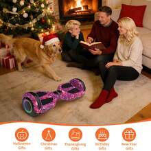 Hoverboard With Corlorful LED Lights,Colorful Lights Wheels,300W Motor,7.5 Mph Max Speed ,Gift For Girls &Boys ,All-Terrain,GalaxyPurple - Purple - View 9