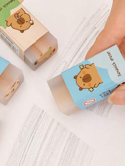 Student Cartoon Drawing Erasers, Cute Cream-Filled Hamster Erasers, Low-Dust Correction Pencil Erasers, Cartoon Cute, INS Style, Minimalist Style, Back To School, Exam Season, Elementary/Middle/High School Students, Bullet Journal Enthusiasts, Christmas, Halloween, Valentine's Day, Birthday Gifts, Classroom Learning, Home Office, Bullet Journaling, Correcting Mistakes, Exam Review, Stationery Storage, Sketching & Drawing, Gift Giving, Party Favors, Essential For New Semester