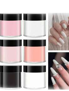 12盒/盒 透明粉白裸色亚克力粉 - 10克/盒 专业亚克力美甲粉，适用于亚克力美甲延长、3D美甲艺术聚合物粉，无需美甲灯，3D雕塑延长亚克力粉，专业沙龙品质，无气泡，持久美甲 - 彩色 - 查看 3