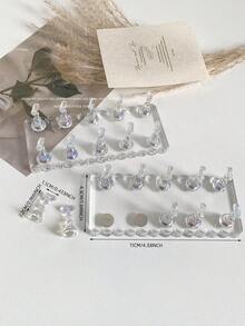 Soporte para práctica de arte de uñas con punta larga de acrílico y cristales, decoración de uñas vintage de flores de resina y cristal, uso en casa y salón, adecuado para madres, hermanas, esposas, amantes, bodas