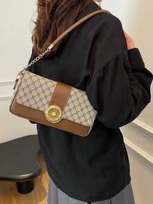 Retro Fashionable Chic Underarm Clasp Shoulder Bag For Women, High-End Commuter Baguette Bag - Grey - View 4