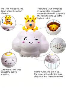 婴儿洗浴用品、儿童淋浴盆、雨云图案、男女宝宝戏水玩具、婴儿玩具、洗澡玩具、婴儿必需品、婴儿洗澡玩具、幼儿玩具、婴儿用品、婴儿洗澡玩具、女宝宝玩具、泳池玩具、儿童浴室 - 下雨的雲朵小鹿 - 查看 3