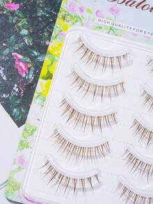 New Manga False Eyelashes 5 Pairs Little Devil Naturally Brown Soft Eyelashes Transparent Plastic Band Fairy Faux Mink Lashes 4-12mm