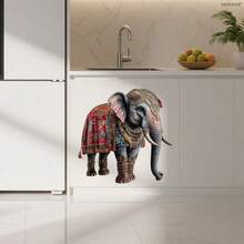 1片创意3D大象墙贴，防水防油PVC材质，适用于卧室、客厅、厨房装饰，适合斋月及其他节日。 - 彩色 - 查看 7