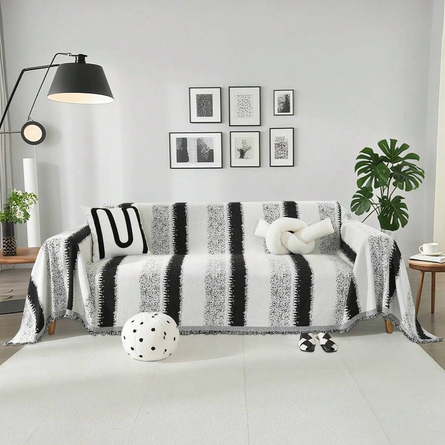 Boho Couch Cover Washable, Chenille Sofa Covers Pet Friendly, Non Slip Geometric Couch Covers 3 Cushion, Furniture Protector Sofa Slipcovers With Tassel Sectional Sofa(71 X 102/ 71 X 150, Khaki, Black, Gray))