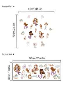 1pc Cartoon Fruit, Educational Wall Sticker Based On Real Objects, Clothing Label, Cute Mermaid, Animals, Various Animal Collection, Multi-Size PVC Self-Adhesive Removable Wall Sticker, Suitable For Children's Room, Bedroom, Living Room, Study, Dining Room, Bathroom, Home Wall Decor, Room Decoration - Multicolor - View 6