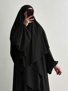طقم خمار وعباية من قماش نيدا قطعتين، ملابس إسلامية فضفاضة ومريحة للارتداء اليومي والخارجي والصلاة، لجميع الفصول - متعدد الألوان - مشاهدة 9