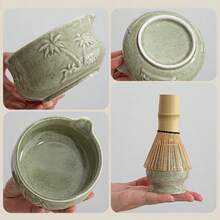 5pcs Ceramic Matcha Bowl Set, Middle Eastern & Japanese Style Matcha Starter Kit, Suitable For Beginners, Includes Matcha Bowl, Whisk, Stainless Steel Sifter, Scoop, Bamboo Whisk Holder, High-Quality Matcha Preparation Set, Elegant Gift Box, Great For Personal Use Or Gifting, Home, Office, Tea Room