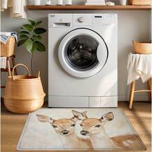 1pc 2D Flat Flannel Modern Deer Print Mat, Velvet Easy-To-Clean Home Mat, Fleece Material 0.47inch Thick Non-Slip, Suitable For Doorway, Bedroom Bathroom Kitchen Laundry Room And Entrance - Machine Washable Household Mat, Commercial Mat, Spring Summer Decorative Mat - Multicolor - View 7