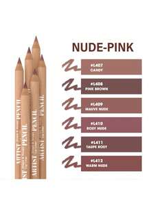 beauty glazed 7pcs/Set, Moisturizing Glossy Lip Glaze + 6pcs Lip Liner Set, Matte, Waterproof And Long-Lasting, No Smudge, Moisturizes Lips, Daily Makeup, Create A Perfect Lip Makeup - 唇線筆#裸粉色+B180#104 - 查看 4