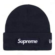 Supreme Box Logo Beanie (BOGO) | Authentic Unisex Knitted Acrylic Headwear | Essential Streetwear Cold Weather Accessory - 藏蓝色 - 查看 1