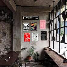 Lovers Lane Street Sign Vintage Poster – Retro Aesthetic Grunge Wall Art, 4x16" Metal Tin Sign For Bedroom, Coquette Decor, Downtown Girl Posters - 25 - 查看 8