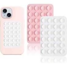 2PCS Silicon Suction Phone Case Mount, Hands-Free Fidget Toy Mirror Shower Phone Holder, Videos And Selfies (White, Light Pink) Compatible With IPhone, Android Phone, Gift For Birthday, Family, Friends Gifts Birthday Bathroom Phone Stand Phone Accessories Sticky Stand - Multicolor - View 21