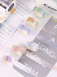 5卷1.8英寸 x 3.23英寸可爱透明仲夏雏菊装饰贴纸，DIY装饰材料和和纸胶带，适用于礼品包装、DIY手工、绘画、学习和办公，适合母亲节、感恩节等场合。 - 彩色 - 查看 9