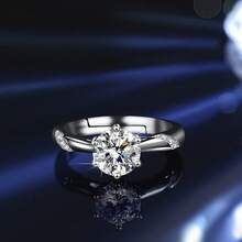 1 Carat Moissanite 925 Sterling Silver Jewelry Set - 1 Carat Moissanite Ring, 1 Carat Moissanite Pendant Necklace, 1 Carat Moissanite Earrings - 1 Carat Moissanite 3 PiecesJewelry Set - Valentine's Day Gift - Silver - View 8