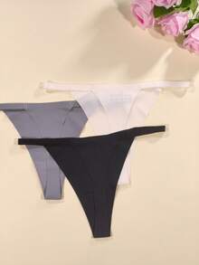 3pcs Women's Sexy Low Waist Thong Panties, Ultra-Thin Soft & Comfortable - Multicolor - View 3