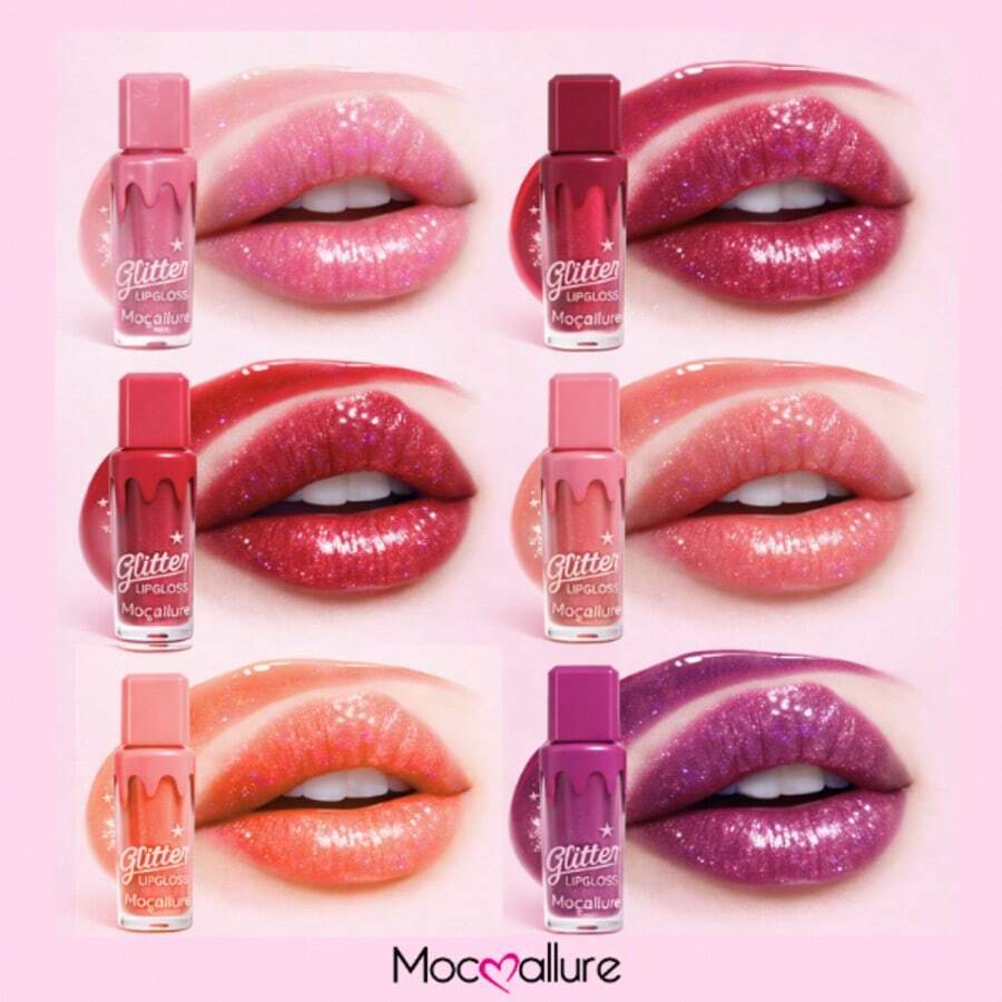 Mocoallure Brillo de labios Glitter, no pegajoso, color y aroma frutal. - 04 - Ver 1