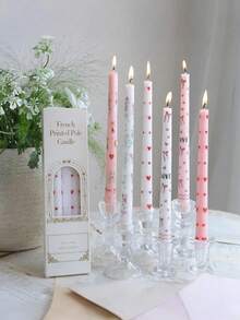 Bộ 2 chiếc (một hộp) Nến hình nón dài màu hồng, dài 9,84 inch, sáp đậu nành không khói, trang trí tiệc cưới, tạo không khí ấm cúng. Nến hình nhánh dài, màu đen, màu đỏ, màu hồng, màu trắng, nến tạo không khí lễ hội, nến ngày Valentine, nến dễ thương và vui nhộn, trang trí nhà cửa. - Nhiều màu - Xem 3