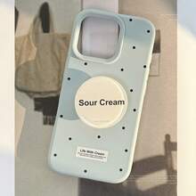 GUCADI 1pc Mocha Brown Milk Bubble + Milk Foam Holder High-End Bracket Phone Case Compatible With Iphone 17/15, Retro, Personalized, Geometric, European And American Style, Minimalist, Niche, Ins Style - Smoky Blue - View 5