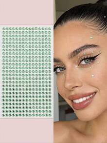 375颗4毫米纯色自粘水钻贴纸，水晶发饰，钻石脸部宝石，适用于DIY工艺品和艺术项目，嘉年华，情人节，万圣节，圣诞节礼物，母亲节，派对，音乐节，面部毛发指甲装饰水钻贴纸 - 彩色 - 查看 16