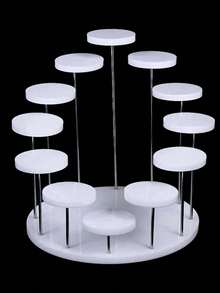 Soporte para cupcakes de acrílico, base giratoria de barra, estante de exhibición de pastel de postre redondo de varios niveles, o soporte de exhibición de aretes, anillos, pulseras, collares y joyas, decoración para el hogar en color negro - Multicolor - Ver 11