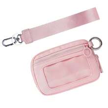The Iris' Wallet 2nd Gen Or Dual Zipper Pouch Wallet, 5*3.5" The Iris Pouch Wristlet, Zippered Card Case With Id Window/Hand Strap Christmas Gift - 粉色 - 查看 9