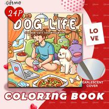 舒适生活系列涂色书，展现小狗的快乐生活，24页可爱有趣的涂鸦，助您放松身心。减压好帮手，是返校礼物、母亲节礼物、复活节装饰和办公用品的理想之选。 - 彩色 - 查看 3