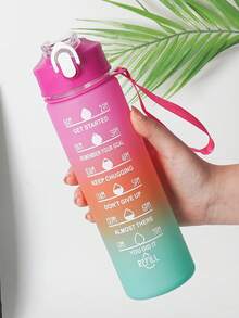 1个750毫升/26盎司户外渐变吸管水瓶，带挂绳，翻盖防漏，适合运动、骑行、节日和生日礼物 - 彩色 - 查看 9