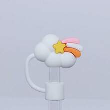 Cute & Playful Silicone Straw Lids, Dust-Proof, Leak-Proof, Anti-Choke Design, Suitable For Water Bottles, Tumblers, Travel Essentials - Pink - View 6