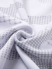 Men's Light Gray Camo Grid Print Crew Neck Short Sleeve T-Shirt - Casual Daily Top - White - View 7