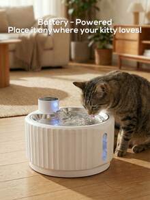 无线自动猫咪饮水器 - 智能感应宠物饮水器 - 2.8升/94盎司猫狗通用水碗 - 可充电电池