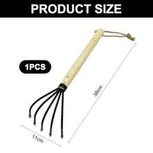 1 Piece Hand Rake With Long Handle Soil Loosening Tool Gardening Garden Tool Portable Rake Ground Rake With Wooden Handle - As Pic - View 2