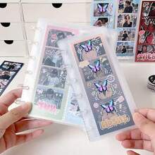 INS Minimalist Transparent Vertical Receipt Organizer Album, Mushroom Buckle Loose-Leaf Photo Album, Life Quadrants Autograph Card Holder - Multicolor - View 1