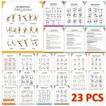 23pcs/Set Full Body Workout Kit, Fitness Challenge, Workout Guide Cards, Professional Full Body Exercise Accessories, Fitness Challenge Gymnastics Training, Home Weight Loss Guide Cards, Frameless Design, Size 8" X 10"