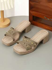 Summer New Fashion Versatile Comfortable Thick Heel Non-Slip Teenage Girls Sandals - Green - View 4