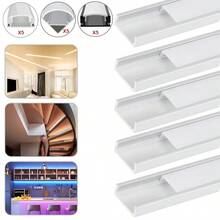[Led Light Strip Track]10pcs V-Shaped And U-Shaped Led Light Strip Track Systems | 3.3-Foot Right-Angled Triangular Aluminum Profiles,  Lens Caps, Black Extruded Housing Tracks, For Light Strips - Including Mounting Brackets And Screws - Silvery-v - View 9