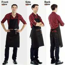 Chef Apron Bib Apron With 2 Large Pockets Adjustable Neck Strap Kitchen Apron CooFKing Apron Stripes BaFKing Apron - Black - View 5