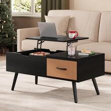Coffee Table With Storage,39.5'' Lift Top Coffee Table,Hidden Storage Compartment,Foldable Drawer,Lift Tabletop Dining Center Table For Home Living Room Office,Black - Black - View 2