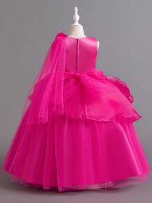 Children's Princess Dress, Tulle Skirt, Flower Girl Tween Girl Dress, Long Gown For Christmas Performance, Runway, Wedding, Emcee, Piano Recital (Please Refer To The Size Chart In The Product Details To Select The Appropriate Size) - 玫紅色 - 查看 5