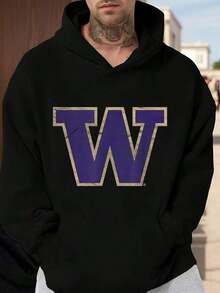 University Of Washington Huskies Purple W Logo Black Hoodie Sweatshirt College Team Apparel For Men And Women Casual Wear Sportswear Gift For Fanshoodies For Men Black Hoodie For Women Men's Hoodie - 黑色 - 查看 6