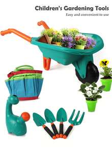 NEUSNEY Outdoor Gardening Children's Toy Set - Beach Wagon, Gloves, Digging Tools, Shovels, Gardening & Roleplay Toys, Gifts For Boys & Girls - Multicolor - View 8