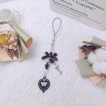 1-4PCS Cute Phone Charms Aesthetic Y2K Cell Phone Charms Strap Strawberry Butterfly Star PhoneCharm Y2K Accessories For Bag Keychain  Camera Pendants Decor - 1黑心 - 查看 3