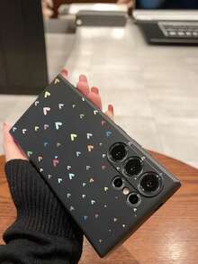 1个时尚彩色心形防摔防滑手机壳，适用于三星Galaxy A04e/A05s/A13/A14/A15/A34/A35/A50/A52/A53/A54/S21/S22/S23/S24/S25/S25 Ultra，国际版，非国内版 - 黑色 - 查看 7