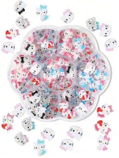 70pcs/Box Cartoon Nail Art Decorations, Cute Resin Animal Charms, Suitable For DIY Nail Art And Phone Case Decoration