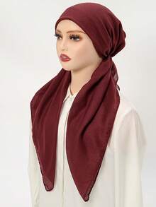 1 件女士纯色穆斯林头巾，时尚简约轻便头巾，保守毛巾头巾，适合祈祷，透气