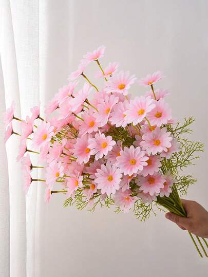 Flores de Margarida de Seda Artificial com Hastes, Decoração de Arbustos de Folhagem Falsa, Encher Vasos, Adequado para Casa, Jardim, Proposta do Dia dos Namorados, Cerimônia de Formatura, Festa de Aniversário, Casamento, Decoração Doméstica, Mesa de Jantar, Quarto, Apartamento, Presente Pensativo para Homens e Mulheres