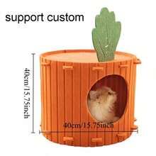 1pc Carrot Shaped Felt Pet House, Removable And Easy To Install Large Cat Tunnel Cave Hideaway, Half-Enclosed Cat House, Carrot Shaped Cat Bed, Cat Burrow Tunnel Box, Thick Felt Double-Decker Cat Bed