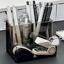 Minimalist Transparent Multi-Compartment Pen Holder, Multifunctional Desktop Stationery Storage Box, Suitable For Office And Study Supplies - Multicolor - View 5