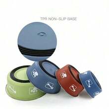 不锈钢双层宠物碗 - 加厚防滑猫狗食水碗，通用防溢设计，带隔热底座 - 100ml - 查看 4